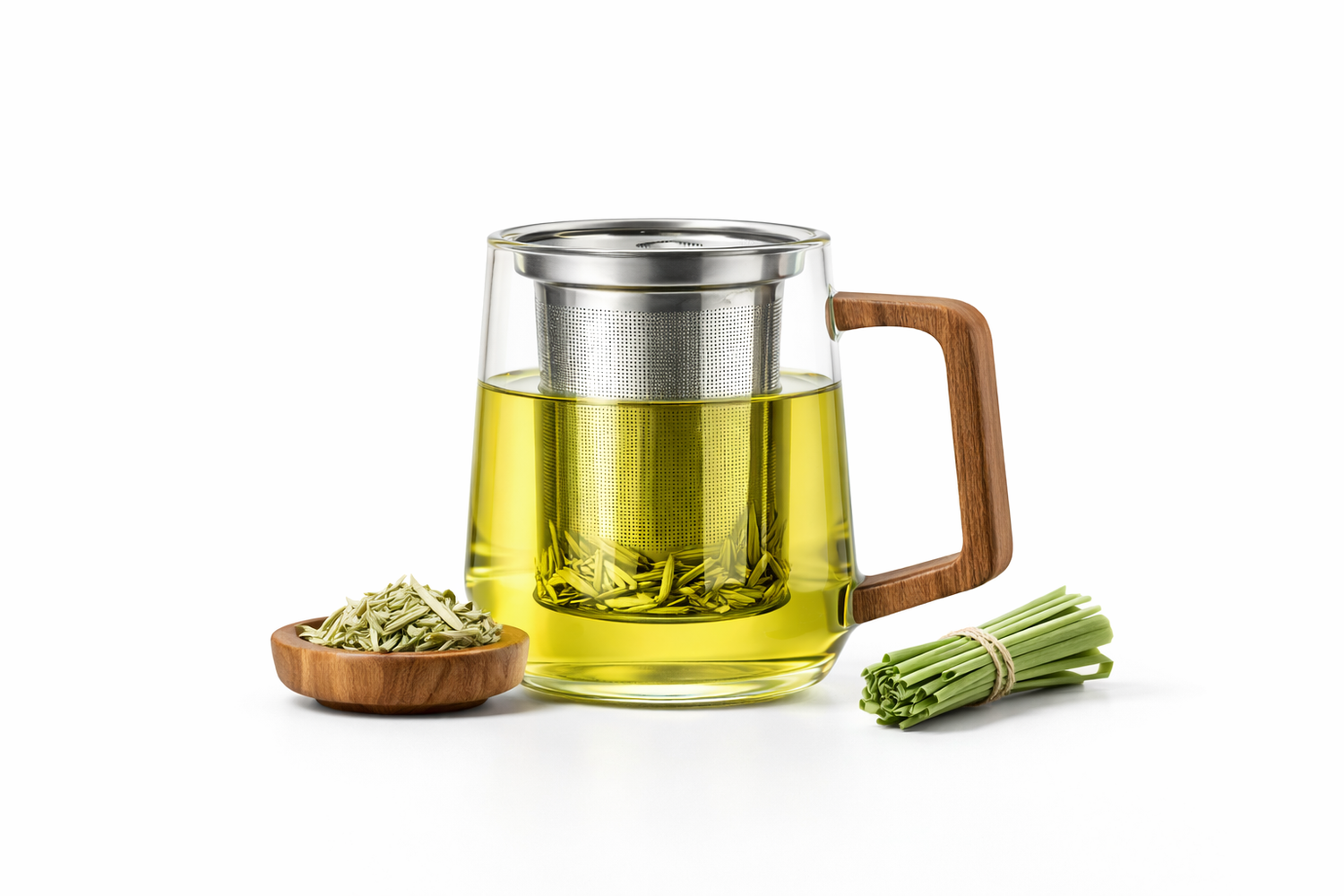 Fevergrass steeping in glass teapot